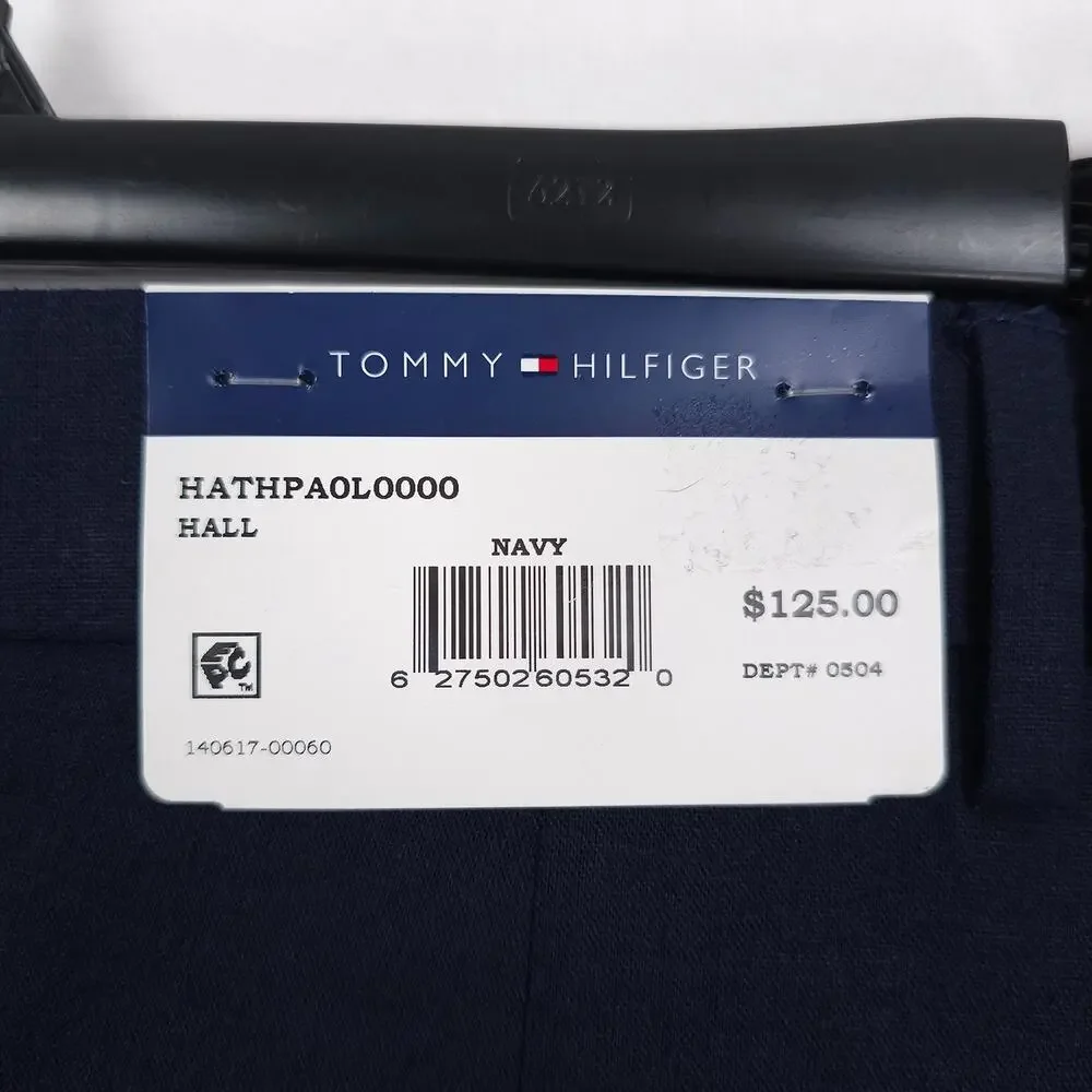 Tommy Hilfiger Mens Modern Fit 2 Piece Suit 40R 32x32 Navy Linen Cotton Blend
